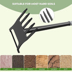 Garden Hoe - Stirrup Hoe and Rake 2 in 1, Heavy Duty Garden Hoe for Weeding with Adjustable Handle 17-60 Inch, Garden Hula Hoe with Rake, Ring Stirrup Hoe Weeder, Black