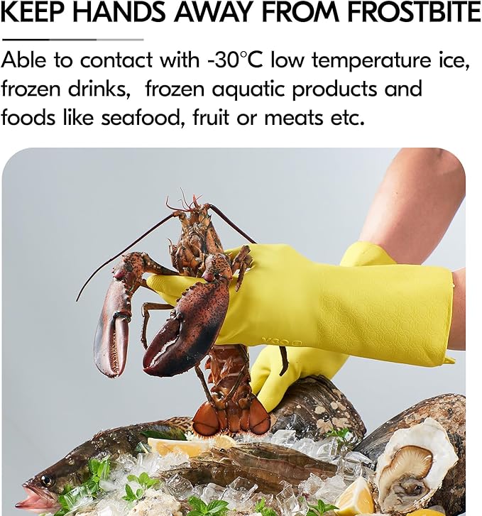 Vgo... Household Cleaning Gloves,Double-layer,Lined Dishwashing Gloves,Long Sleeves for Kitchen,Bathroom Cleaning(TP1117)