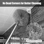 Ceiling Fan Cleaner Duster,Extra Long Dusters with Extension Pole 47 inch for Cleaning, Circle Shape Microfiber Reusable Duster & Flexible Brush, Ceiling Fan Duster for High Ceilings, Furniture (Grey)