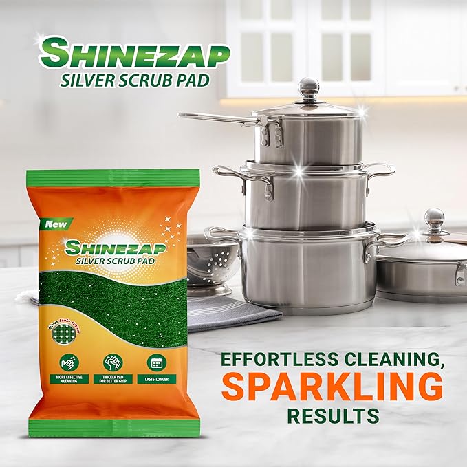 Heavy Duty Scour Pads, Non-Abrasive Reusable Nylon Green Scrub Pads for Kitchen, Sink, Garage, Utensils and Multipurpose Cleaning, Pack of 6