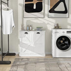 Two-Compartment Tilt-Out Laundry Sorter Cabinet with Removable Cloth Bags,Laundry Room Organization,UV Painting Cabinet for Laundry Room,Bathroom,Utility Room-White