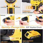 Tool Kit Box Drill Set with 21V Cordless Drill, Tool Box with Drill, Hand Drill Set for Men, Power Tool Combo for Home Repair, DIY, Handyman