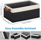 GhvyenntteS Storage Baskets for Shelves 12 Pack, Fabric Storage Bins with Leather Handles, Foldable Rectangular Storage Baskets for Organizing Home, Office (Black/White, 11.8" x 7.87" x 5.11")