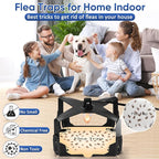 Flea Trap for Inside Your Home - 6 Bulbs & 8 Sticky Glue Boards for Bed Bug Control, Flying Insects Killer, Trap Pest Control for Bugs Gnats Moths Indoor and Outdoor（Black）