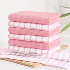 Homaxy Premium Cotton Kitchen Towels 16"x 28", Large Natural Ring Spun 390 GSM Dish Towels, Super Absorbent Terry Kitchen Hand Towels, Soft Tea Towel with Hanging Loop, Pink Check Design, 8 Pack