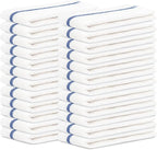 STF Linen Bar Mops Blue Stripe Pack of 24 Kitchen Towels 16x19 Multi-Purpose for Home, Restaurant and Cleaning White Absorbent Washcloth Dishcloths Sets, Reusable Dish, Cloths Rags
