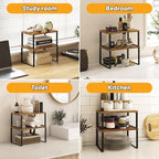 Kitchen Cabinet Organizer Shelf Set of 4, Sturdy Kitchen Counter Shelves with Metal Legs, Stackable Expandable Wood Spice Rack Pantry Cupboard Dish Mug Cup Storage Organizer Shelf, Rustic Brown