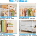 Ulif F3 Heavy Duty Clothes Rack（With Fabric Drawers）Freestanding Clothing Racks for Hanging Clothes，Adjustable Closet Organizer System，Portable Garment Rack 40" W x 15" D x 72" H，Max Load 700LBS，White
