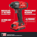 CRAFTSMAN V20 MAX Cordless Drill Driver and Impact Driver Set, Power Tool Set with 2 Batteries and Charger, LED Work Light, 2 Bits, Bag (CMCK200C2)