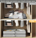 TidyCorner 2-Pack Under Bed Storage Containers, 4.5 Inches Tall Low Profile Underbed Clothes Storage Organizer Bin with Sturdy Sidewalls/Bottom, Underbed Storage Bins 2 Storage Thin Bins