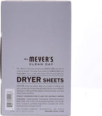 MRS. MEYER'S CLEAN DAY Dryer Sheets, Fabric Softener, Reduces Static, Infused with Essential Oils, Lavender, 80 Count