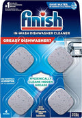 Finish Dishwasher Cleaner Tablets, Deep Cleans Hidden Grease & Grime, Fights Odors, No Extra Wash Cycle, Helps Maintain Dishwasher, 4 Month Supply, 4 Count