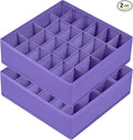 Joyoldelf Sock Drawer Organizer Divider 2 Packs Underwear Organizer, 24 Cell Closet Organizers and Storage Organizer Sock Holders Organizers for Storing Socks, Handkerchiefs, Ties, Belts (Purple)
