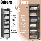 Simple Houseware 6 Shelf Hanging Closet Organizer, Dark Gray