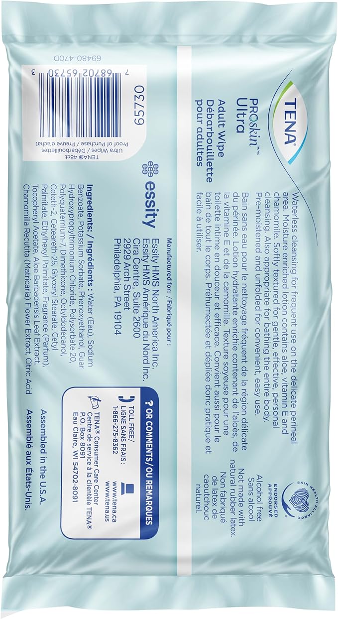 TENA Adult Wipes for Incontinence, Body Cleansing Wipes for Adults, ProSkin - 288 Count