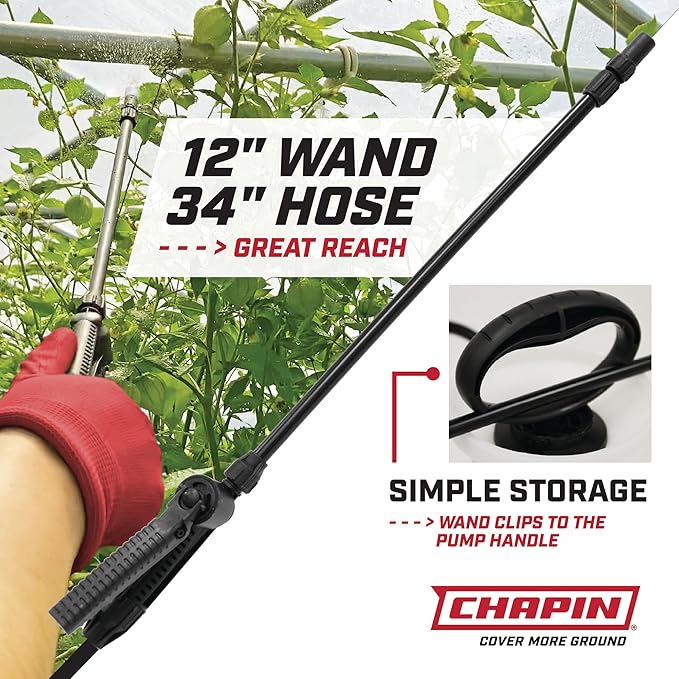 Chapin 22000 Pump Sprayer, 1 Gallon, Lawn and Garden, Hand Pressurized, Anti-Clog Filter, Adjustable Spray Nozzle, Spraying Plants, Watering, Weeds, Fertilizer and Pests, Translucent, Pack of 2