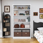 Heavy-Duty Steel Open Storage Cabinet with Adjustable Shelves, 5-Tier Shelving Unit, Easy Assembly Freestanding Organizer for Pantry,Office, Living Room,Bookshelf(White, 5 Tier-55"H x 27.6"W x 11.8"D)
