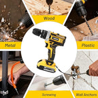 136pcs Heavy-Duty Cordless Drill & Tool Set with 2 Batteries, All-in-One Hand Tool Set，Lithium-Ion Drill Press, Screwdrivers, Bits, Wrenches, Pliers Electric (21V Brushless Drill +2*Battery)