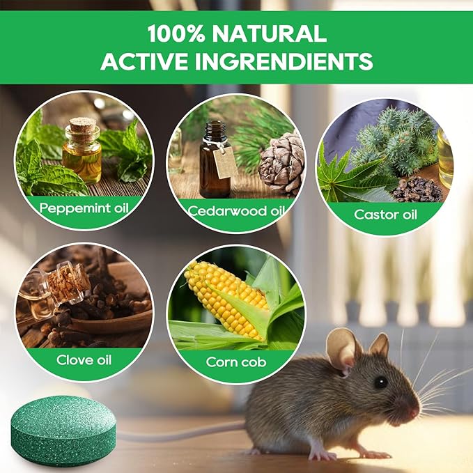 26 Pack Peppermint Oil Mice Repellent Balls, Natural Rodent & Spider Deterrent for Indoor Outdoor Use, Drive Away Mice, Rats, Squirrels, Roaches, Safe for Pets & Family, for Home, Kitchen, Garage, Car