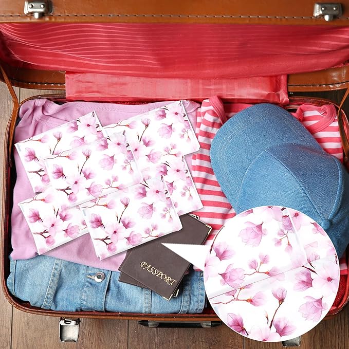 Geyee 50 Packs Facial Tissue Travel Packs Disposable Pocket Tissues for Wedding Guest Travel School Purse Home Supplies, 500 Sheets 3 Ply(Pink Magnolia)