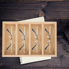 Toyvian Wooden Eyeglasses Storage Tray and Display Rack Glasses Organizer for Home Tabletop Eyewear Storage with 4pcs Tray Set