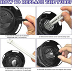 Electric Bug Zapper, 2500V Plug-in Mosquito Trap with Replaceable Sticky Pads & Lamp Tube, 365nm Lighted Hanging Insects Killer Attracting Moths, Gnats, Flies IPX4 for Indoor Outdoor Use