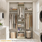 Besiost 48" Closet Organizer System, 4FT Closet System for Small Closets with 4 Hanging Rods & 3 Shelves, 80"H Small Closet Organizers and Storage for Bedrooms, Cloakrooms, White Oak