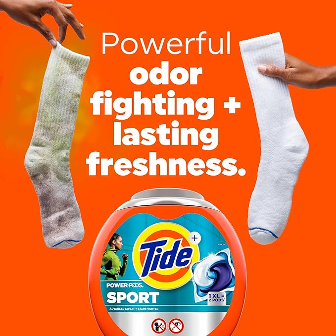 Tide Power Pods Sport Laundry Detergent Pacs, 18 Count, Advanced Sweat + Stain Fighter
