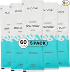 Foaming Dish Soap Refills (5pk), Concentrated Powder Refills Make 5 Bottles x 12oz each of Non Toxic Eco Friendly Unscented Dish Soap, Zero Waste, Plastic Free, Septic Safe