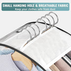 Liuoud Clear Garment Bag for Hanging Clothes 10” Gusseted, (40&50") Suit Bags for Open Closet Storage Plastic Clothes Cover for Coat, Dress, Shirts, Fur, Jacket, Wardrobe Protectors, 4 Pack