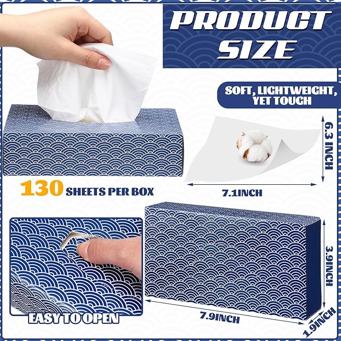 Yinder 12 Packs Facial Tissue Box 1560 Sheets Soft Facial Tissue Box for Fall Halloween Christmas 2 Ply 130 Sheets Disposable Travel Tissues Bulk for Car Household Kitchen(Clouds)