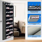 Shoe Organizer,70 Pounds Large Capacity,20-30-Pair Over The Door Shoe Organizer,10 Tiers Shoe Rack for Closet,New Upgrade Anti-Scratch Heavy Duty Hook and Bamboo Material Baffle,Grey/Black