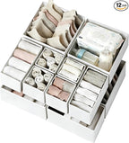 Criusia Drawer Organizer Clothes 12 Pack - Fabric Closet Organizers and Storage for Nursery Organization - Dresser Drawer Dividers for Baby Clothes/Socks/Underwear/Bras - College Dorm Room Essentials
