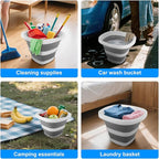 Collapsible Bucket 5L, Foldable Mop Bucket Car Wash Buckets with Handle for Cleaning Supplies, Portable Sink Wash Basin Storage Bin Ice Tub for Fishing Beach Outdoor Camping Kitchen RV Accessories