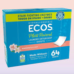 ECOS Laundry Detergent Sheets Vegan, No Plastic Jug, No Mess, Liquid Free - Hypoallergenic, Plant Powered Laundry Detergent Sheet - Magnolia & Lily - 64 Count (Pack of 1)
