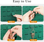 Lolalet Hanging Earring Holder Organizer with 20 Hooks for Women, Earring Organizer Wall Earrings Hanger Pierced Earring Storage, Felt Stud Earring Display, 608 Holes for Earrings -Emerald, 1 Pack