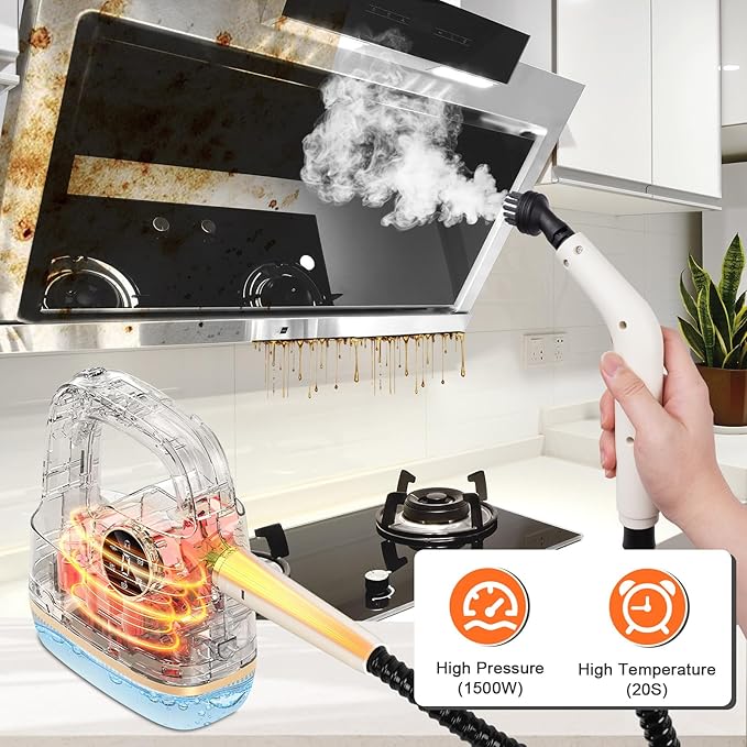 STEAM CLEANER Handheld [One Click Clean] Steamer for Cleaning 10-in-1 High Pressure Steam Cleaner for Home/Car Detailings/Fabric etc. Separate Design|Digital Display|Two Cleaning Methods