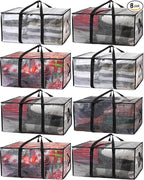 ClearSpace Heavy Duty Moving Bags or Storage Bags – Clear Storage Bins with Lids, Large Moving Boxes with Backpack Straps & Zippers – Packing Bags & Moving Supplies for College Dorm- 8 Pack