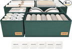 Drawer Organizer Clothes – Set of 6 Foldable Fabric Storage Bins for Dresser & Closet, Strong Structure, Fragrance Sachets Included, Organize Underwear, Socks, Baby Items, Green