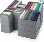 18 Pack Dresser Organizer Bins for Clothes Drawer Organizer Clothes, Underwear Bra Sock Organizers Fabric Closet Organization and Storage Dividers for Nursery Bedroom Dorm Grey