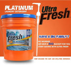 Ultra Fresh 6X Platinum 5 Gallon Laundry Detergent Liquid for All Machine Types with Easy Dispensing Pump, Up to 640 Loads, Original Blue (5 Pack)