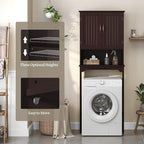 Yaheetech Over The Toilet Storage with 2 Doors & Adjustable Shelf, Free Standing Toilet Rack Wooden Space-saving Collect Cabinet, Bathroom Furniture, 9Dx24.5Wx66H Inches, Espresso