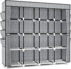 Portable Closet for Hanging Clothes, 67 Inch Wide Portable Wardrobe Closet with Cover, 4 Hanging Rod, Storage Shelves and Side Pockets, Large Free Standing Closet for Bedroom, Printing