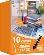 GONGSHI Vacuum Storage Bags, Space Saver Seal Bags For Clothing, Blankets, Comforters, Pillows, Clothes Storage,Travel Luggage.5 J 5 L