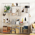 Homdox 6-Tier Storage Shelf Wire Shelving Unit Free Standing Rack Organization with Adjustable Leveling Feet, Stainless Side Hooks, Silver