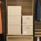 CYhom 2 Pack Shoe Organizer for Closet - Shoe Storage Bins with Clear Cover, Fabric Shoe Storage Containers with Reinforced Handles, Fits up to 24 Pairs (Beige, 16.5 * 12.6 * 12.2in)