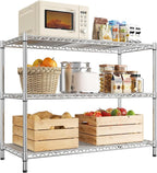 3- Shelf Metal Shelving Unit 35.6Wx14Dx36H,Adjustable Storage Shelves Heavy Duty Garage Steel Shelving for Office,Wire Rack Small Shelf for Kitchen Shelves Laundry Bathroom Pantry Closet,Chrome