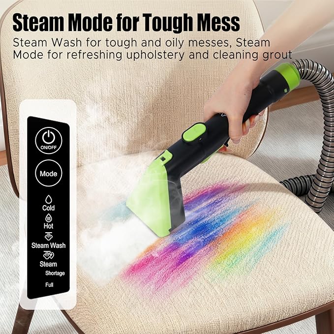 AAOBOSI Portable Carpet Cleaner Machine, 17Kpa Upholstery Steam Cleaner with Smart Voice Prompting, Self-cleaning, 4 Tools for Pets, Car, Couch and Stairs- C688, Green