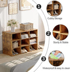 Garden 4 you Shoe Storage Bench, Cubby Shoe Rack with 9 Cubbies, 3-Tier Wood Shoe Rack Organizer, Shoe Organizer Cabinet for Entryway, Hallway, Closet and Garage, Brown