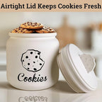 HB Design Co. Cookie Jar with Airtight Lid - 6" D x 8" H Matte White Ceramic Cookie Jar with Rubber Lined Lid - Large Cookie Jars with Lids Airtight - Farmhouse Cookies Jar for Kitchen Counter